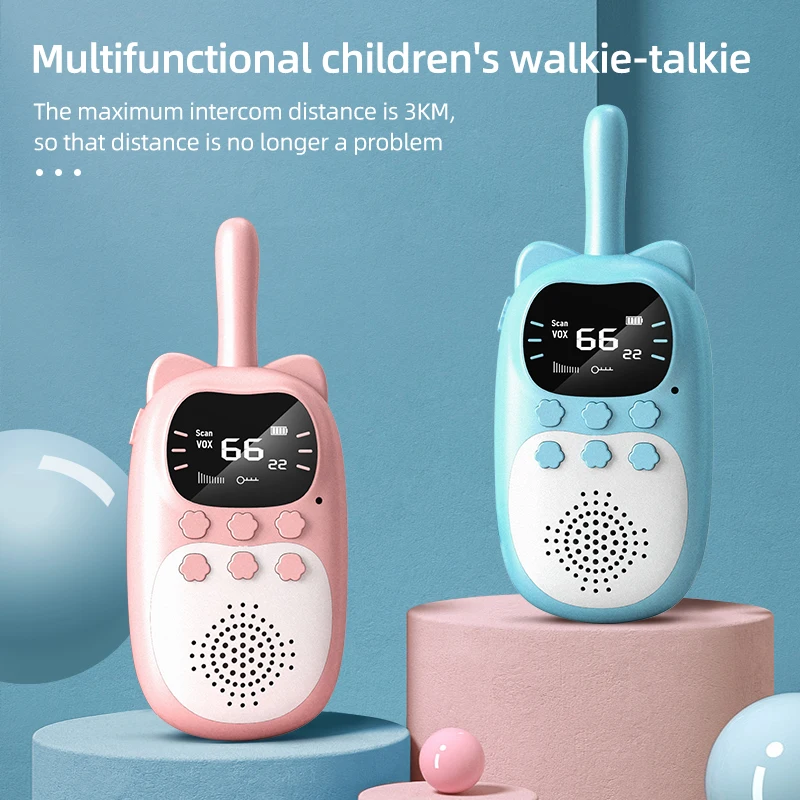 2 pçs crianças mini walkie talkie portátil pai criança brinquedos interativos indoor e ao ar livre 3km brinquedos de telefone sem fio
