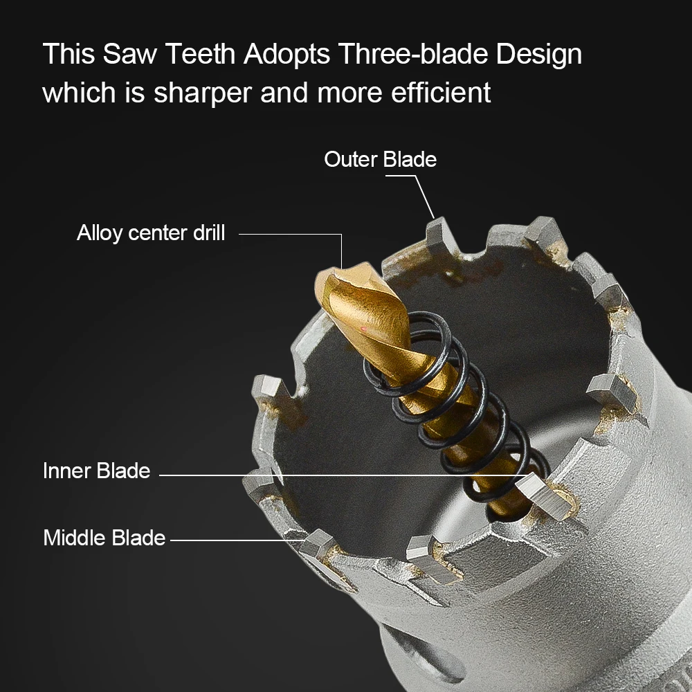 TCT Hole Saw 12-200mm Carbide Hole Saw Tungsten steel Cutter for Stainless Steel, Metal, Iron, Wood Metal Cutting Kit