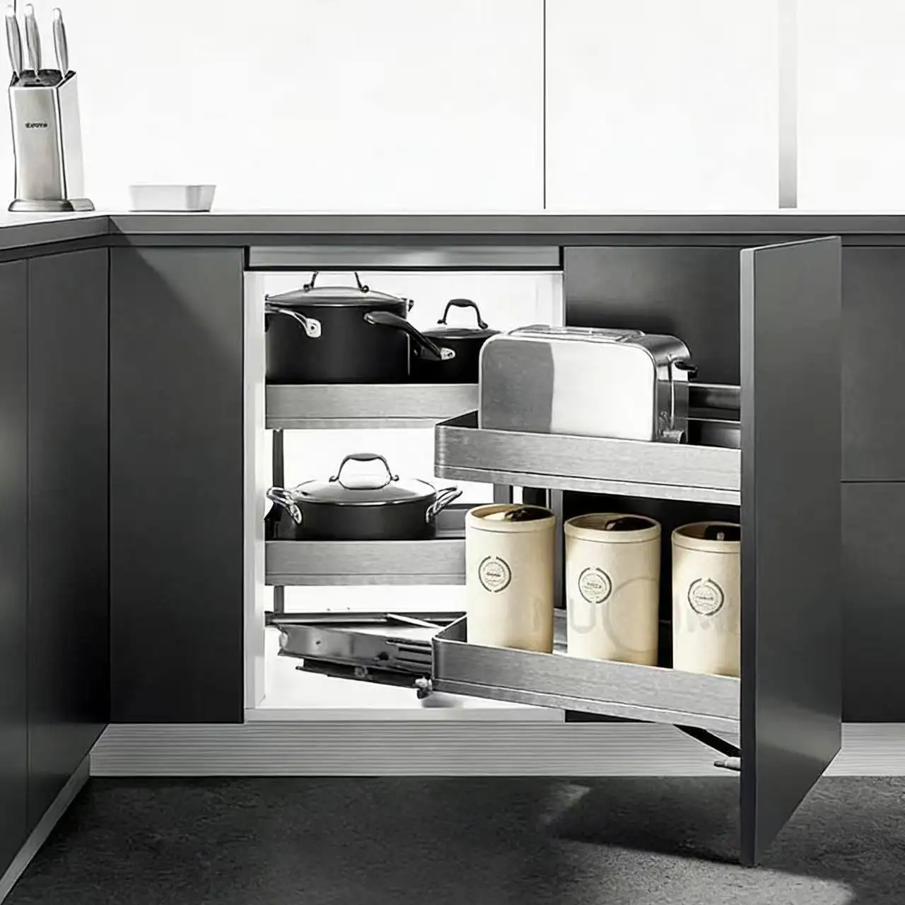 Corner Swiveling Shelf Kitchen Cabinet Pull Out Basket Revolve Basket