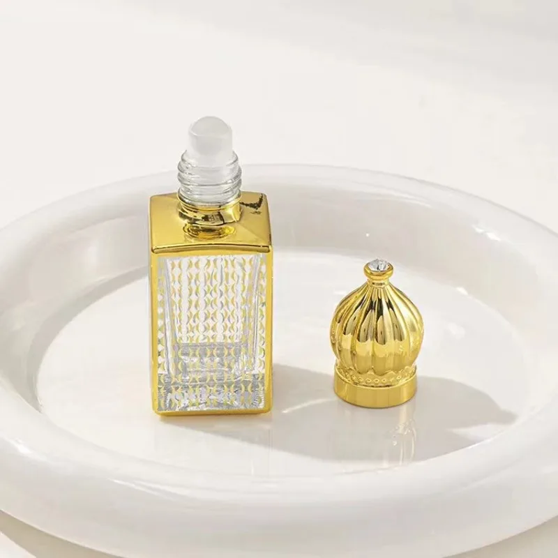 10ml ขวดน้ําหอมแก้วม้วนบนขวดทองชุบน้ํามันหอมระเหยคอนเทนเนอร์ Mist Sprayer น้ําหอม Atomizer สเปรย์แก้วขวด