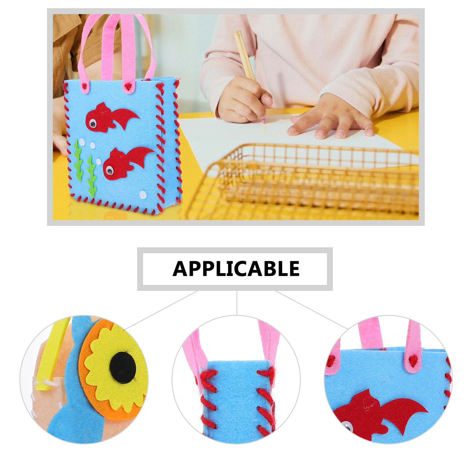 

4Pcs Diy Handbag Kit Childrens HandMade NonWoven Tote Bag Safe Material For Kids Creative Crafts