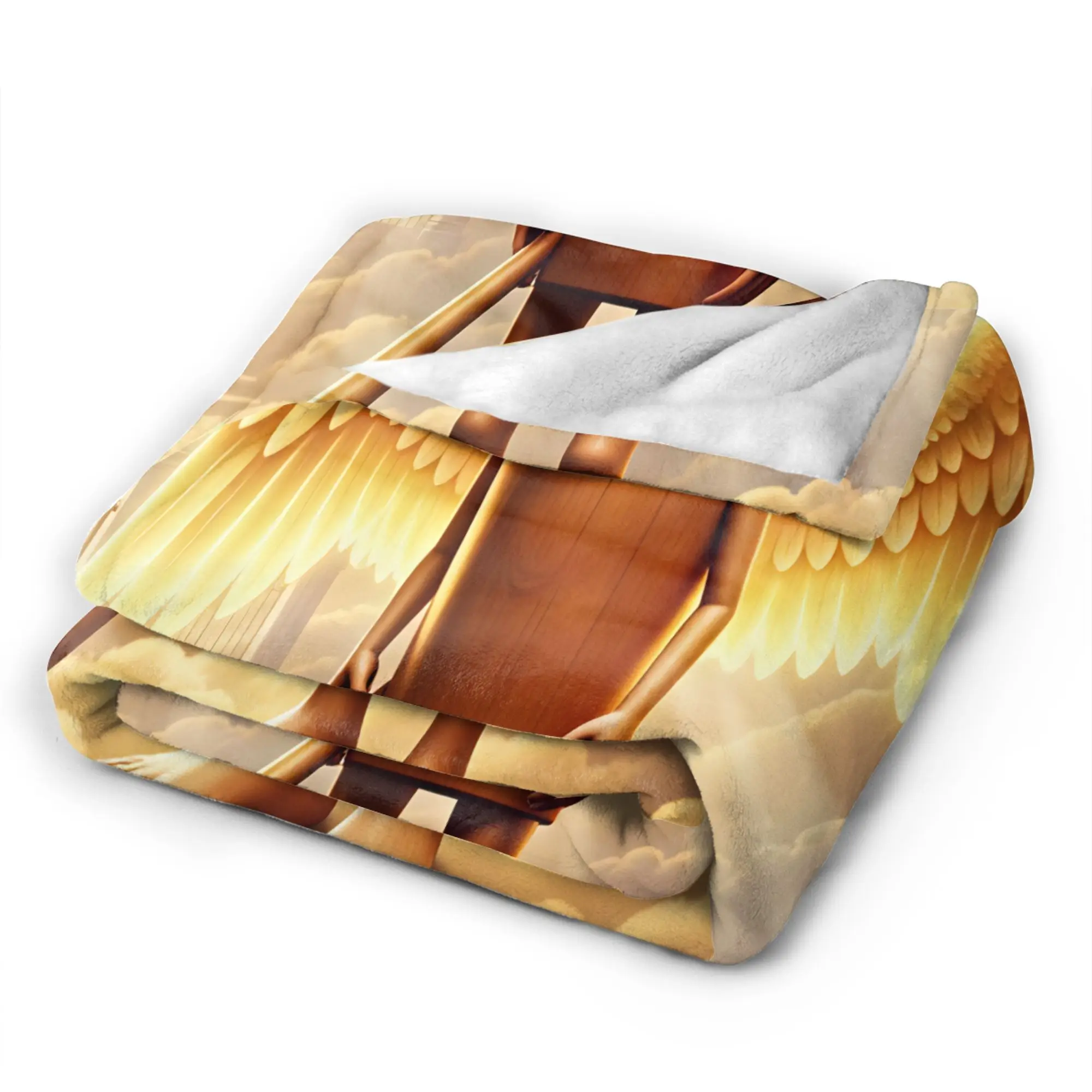 Cozy Blankets Travel Tung Tung Sahur Angel Heaven Wings Meme Throw Blanket Novelty  Bedspread For Living Room