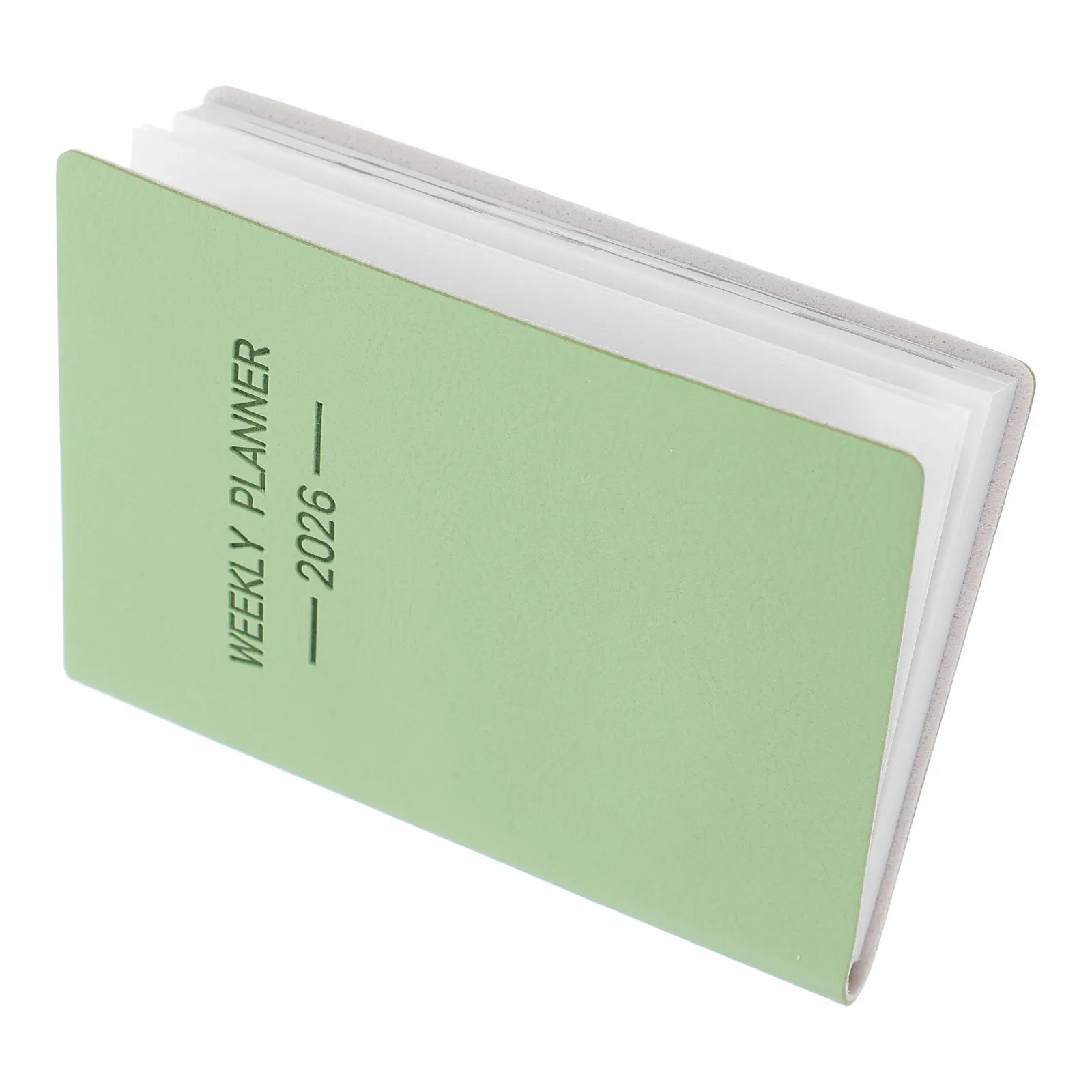 

2026 Small Pocket Planner Daily Weekly Monthly Calendar Organizer Portable PU Cover Thick Paper Travel Office School Green
