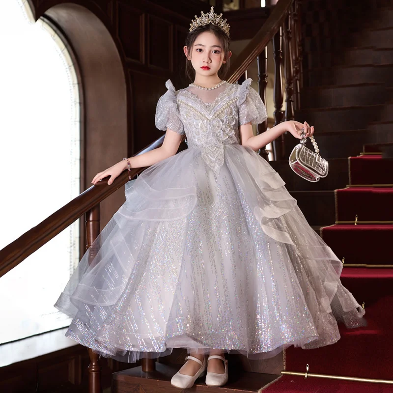 Girls' Stunning Birthday Dress Flower Girl Wedding Princess Dress High-End Light Luxury Niche Children's Host Piano Performance