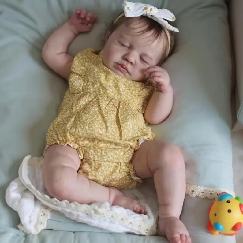 

19inch Soft Vinyl Girl Body Newborn Baby Loulou Reborn Doll Lifelike Soft Touch Cuddly Baby Multiple Layers Painting 3D Skin