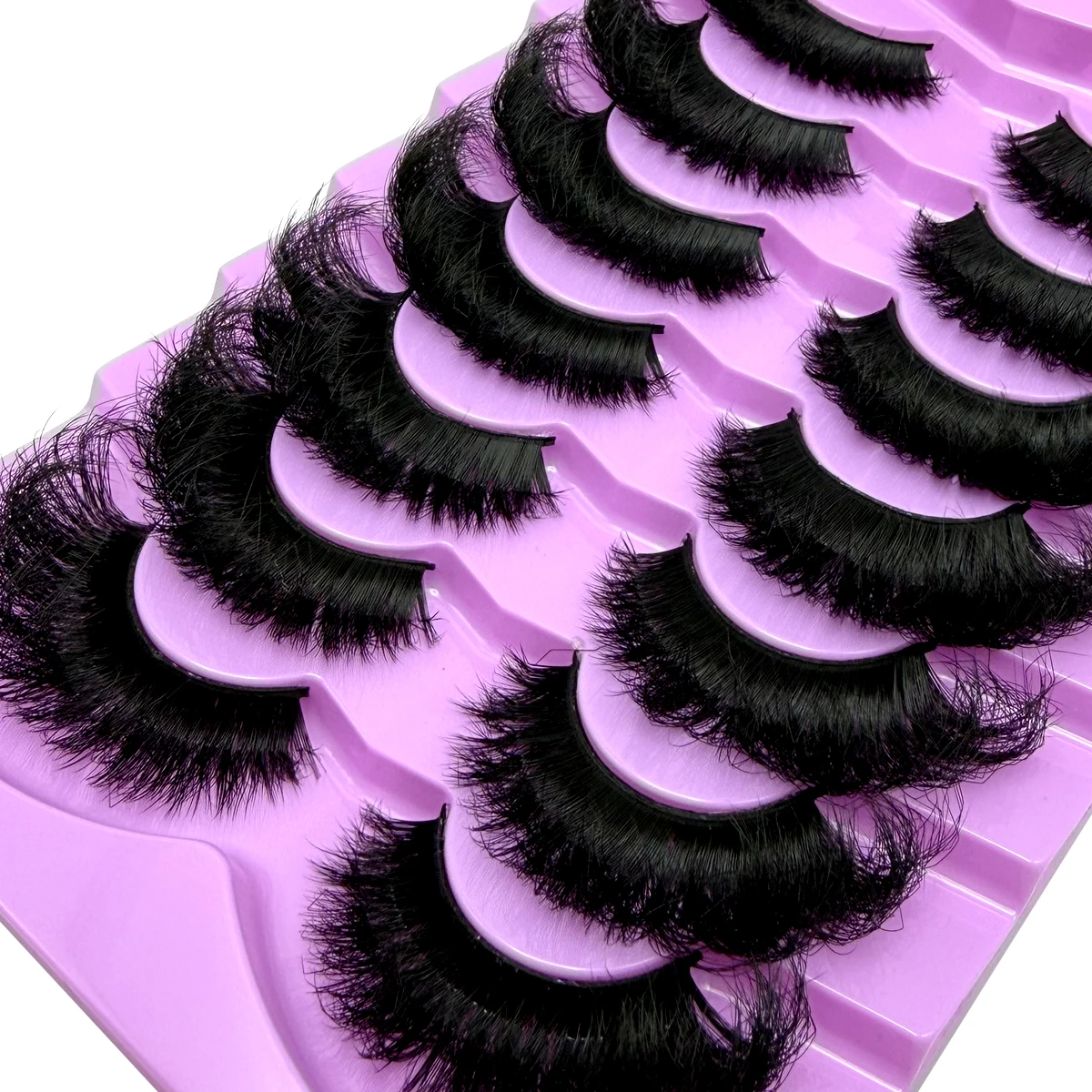 جديد 7 أزواج ثلاثية الأبعاد فو المنك جلدة Wispy رقيق 25 مللي متر الرموش الصناعية سميكة حجم دراماتيكي القط رموش شريط طويل Wispy ماكياج