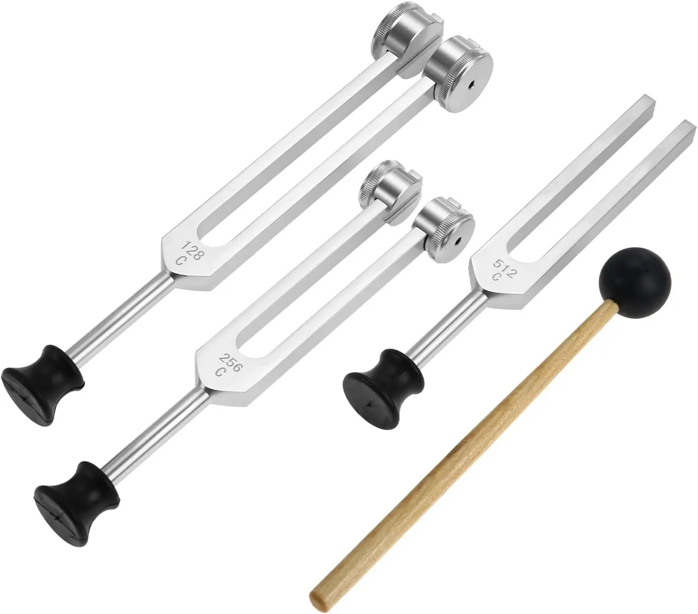 128Hz, 256Hz, 512Hz Tuning Fork Kit for Healing, Chakra, Sound Therapy, Sonic Slider Fork