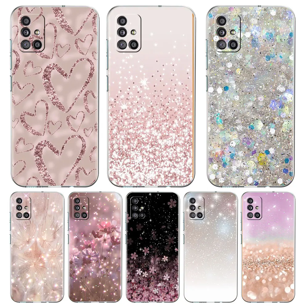 Clear Case For Samsung Galaxy A52 A12 A51 A32 A21s A71 A32 A22 50 A70 A31 A72 5G Phone Cover Shiny Pink Cool