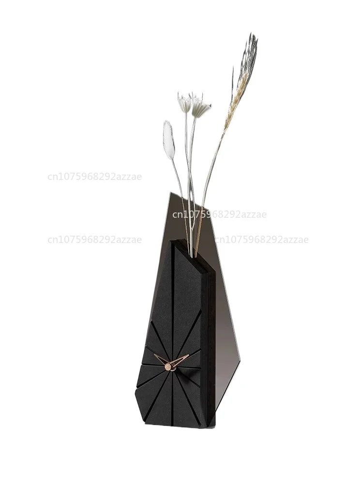 

Clock Table Clock Home Desktop Nordic Light Luxury High-End Elegant TV Tabletop Ornament Dried Flower Art Decoration