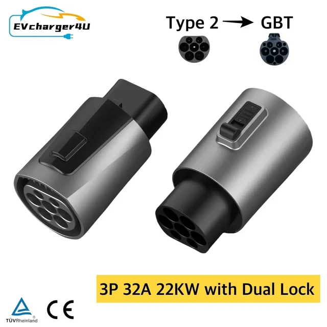EVcharger4U IEC62196 typ 2 do adaptera konwerter ładowania 250V 32A Type2 GB/T ładowarka Adapter konwertera