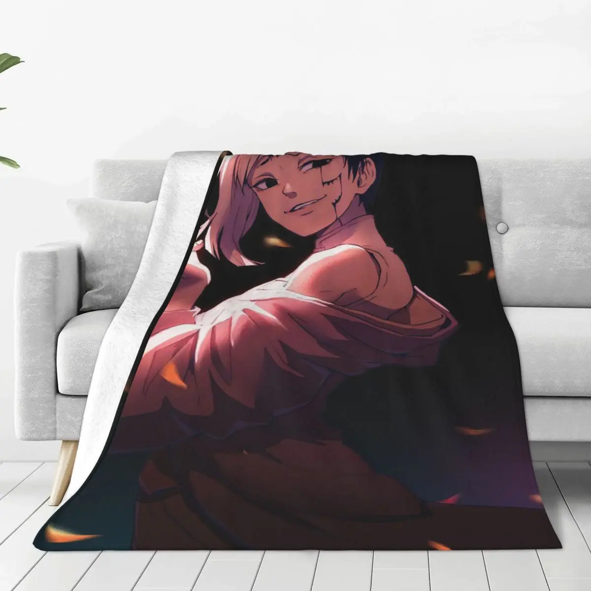 Gen Asagiri Dr Stone Apan Anime Blankets Soft Warm Flannel Throw Blanket Cover for Bed Living room Picnic Travel Home Sofa