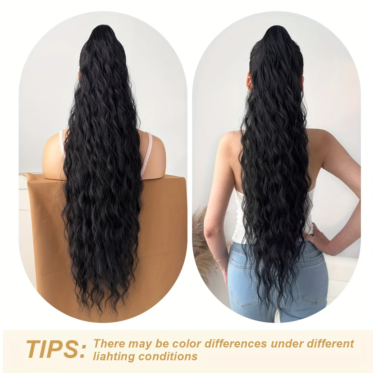32-Inch Long Curly Wave Synthetic Hairpiece with a Claw Clip Ponytail Extension in Black And Brown, Perfect for Women'S Parties. image 6