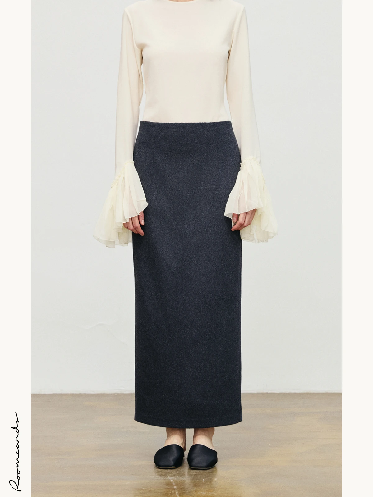 

Трикотажная юбка из шелка и шерсти прямого кроя от независимого бренда, удобная для повседневной носки, со средней талией, для женщин