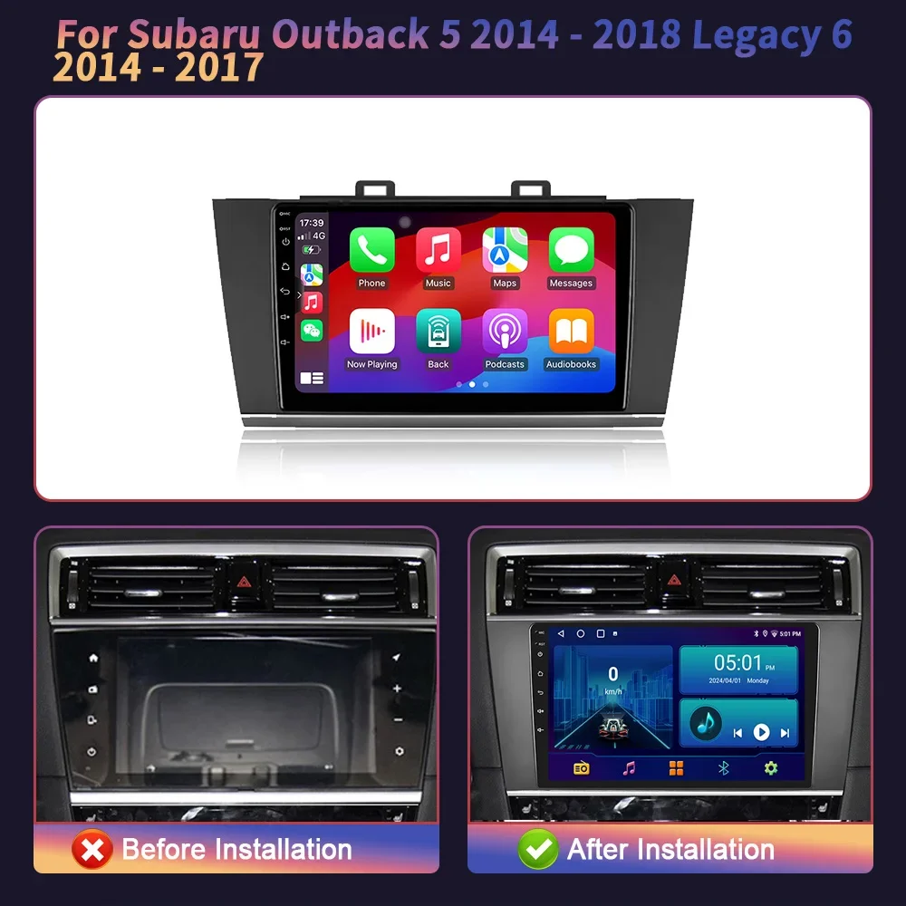 Android 14 For Subaru Outback 5 2014-2018 Legacy 6 2014-2017 Car Radio Multimedia Navigation Wireless Carplay Stereo 4G 2DIN GPS