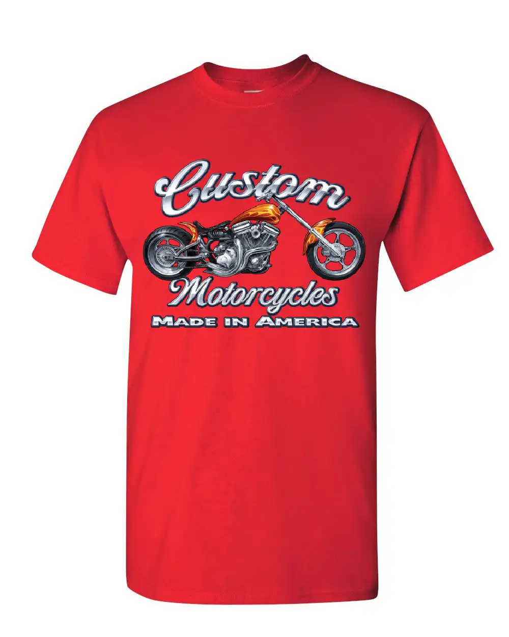 Custom Motorcycles Biker Chopper American Tradition T-Shirt Cotton O-Neck Short Sleeve Summer Casual Mens Tee Streetwear - view 5