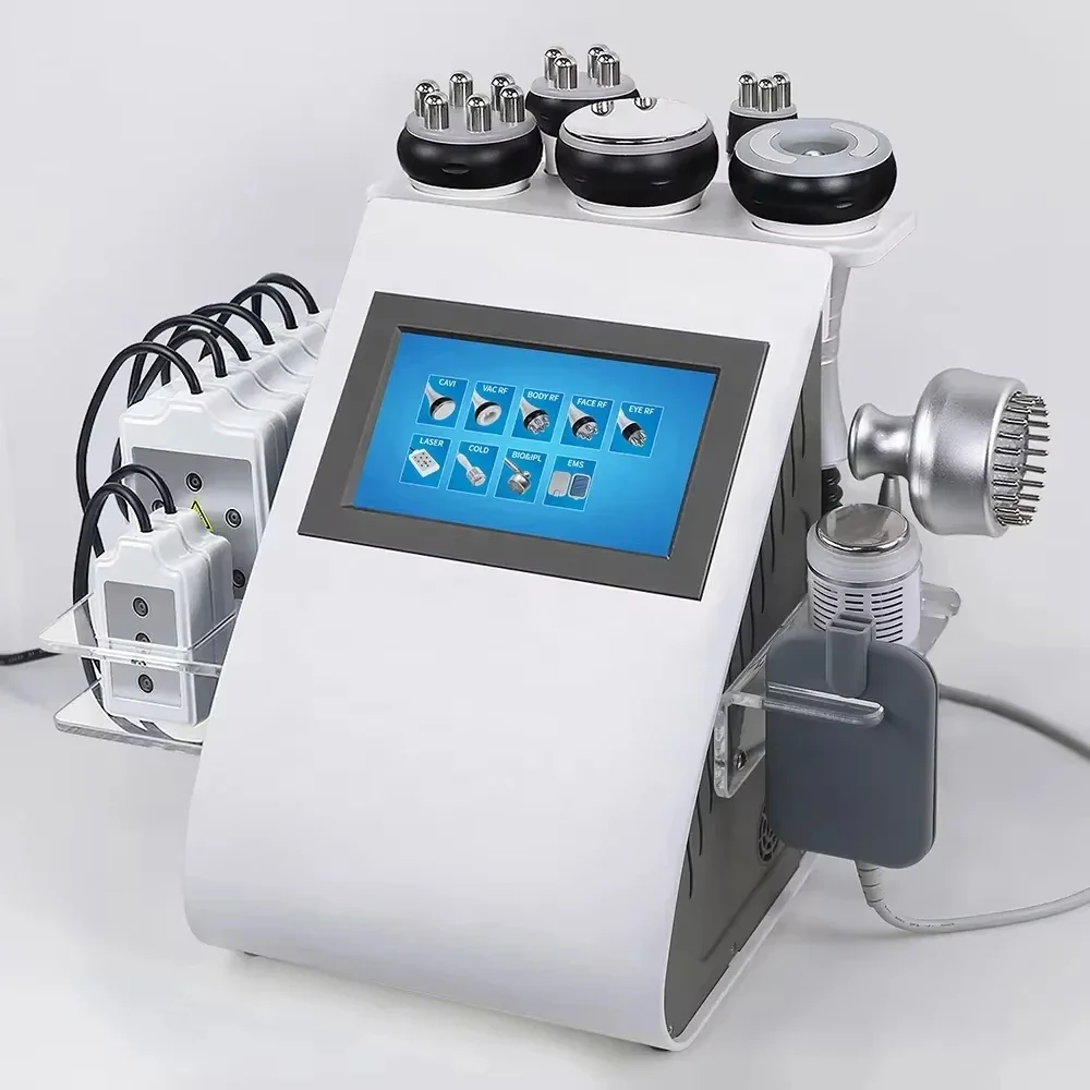 Máquina de cavitación ultrasónica 9 en 1 40K con radiofrecuencia, láser lipolaser, equipo profesional de masaje y moldeado corporal.