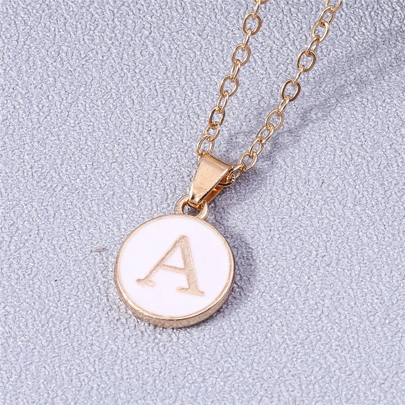 Aihua Minimalistische Initiale Emaille Weiß Schwarz A-Z Buchstaben Halskette für Frauen Alphabet Anhänger Schmuck Geburtstag Geschenke Großhandel – Detail 11