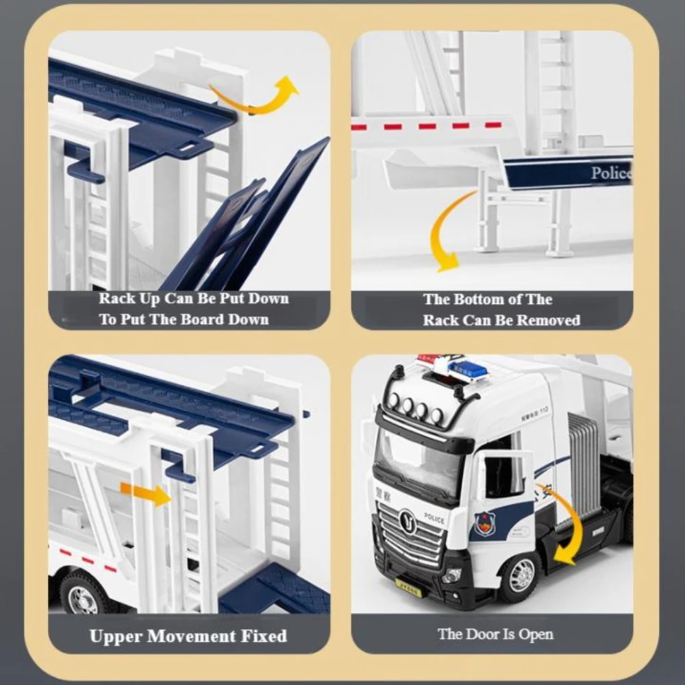 1/50 camion della polizia modello di auto giocattolo in lega pressofuso con luce sonora tirare indietro giunti regolabili giocattoli modelli di veicoli ragazzo raccoglie regalo