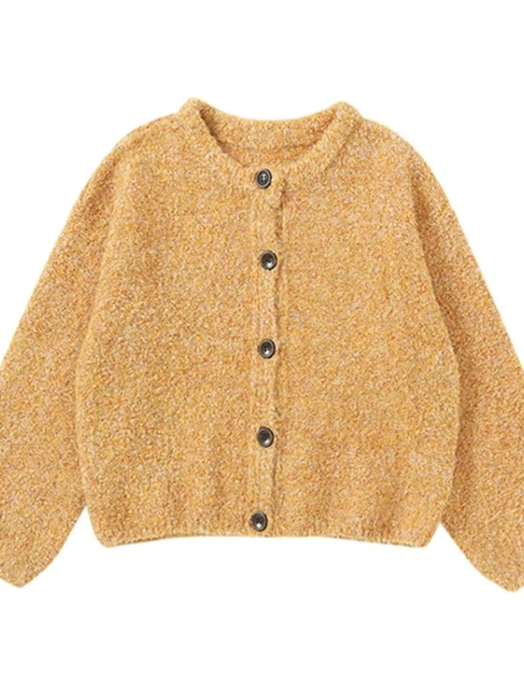 

Ladies' Orange Knitted Open Cardigan Sweater Loose Comfortable Sle Autumn Winter New Arrival High Design Sense Outerwear
