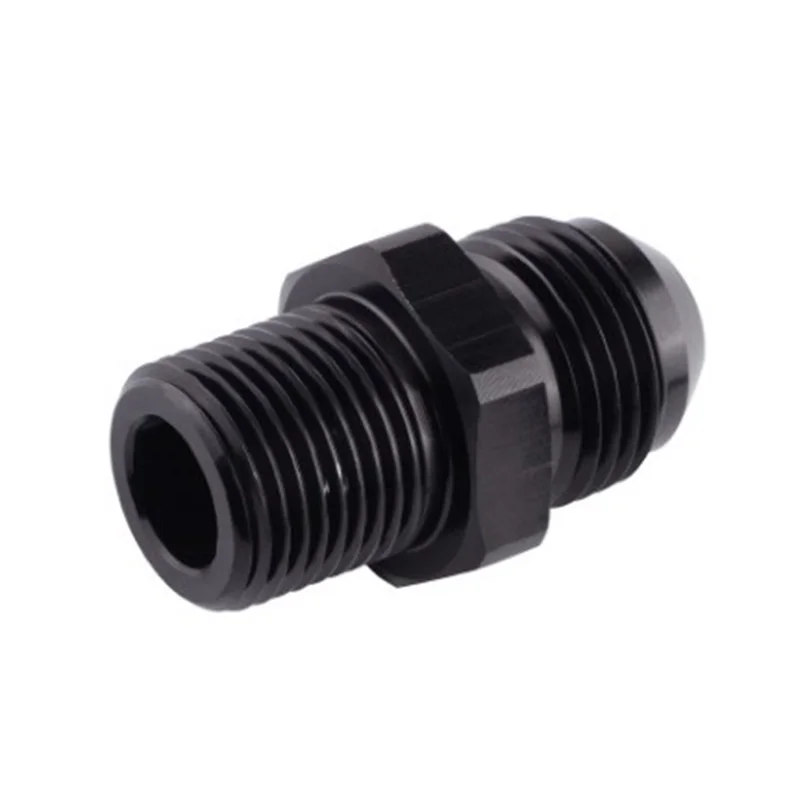 Aluminum 10AN Male Flare to 3/8 NPT Male Fuel Hose Fitting Adapter Straight Black Anodized JIC 10 AN 7/8-14 to 3/8 NPT Thread Pi