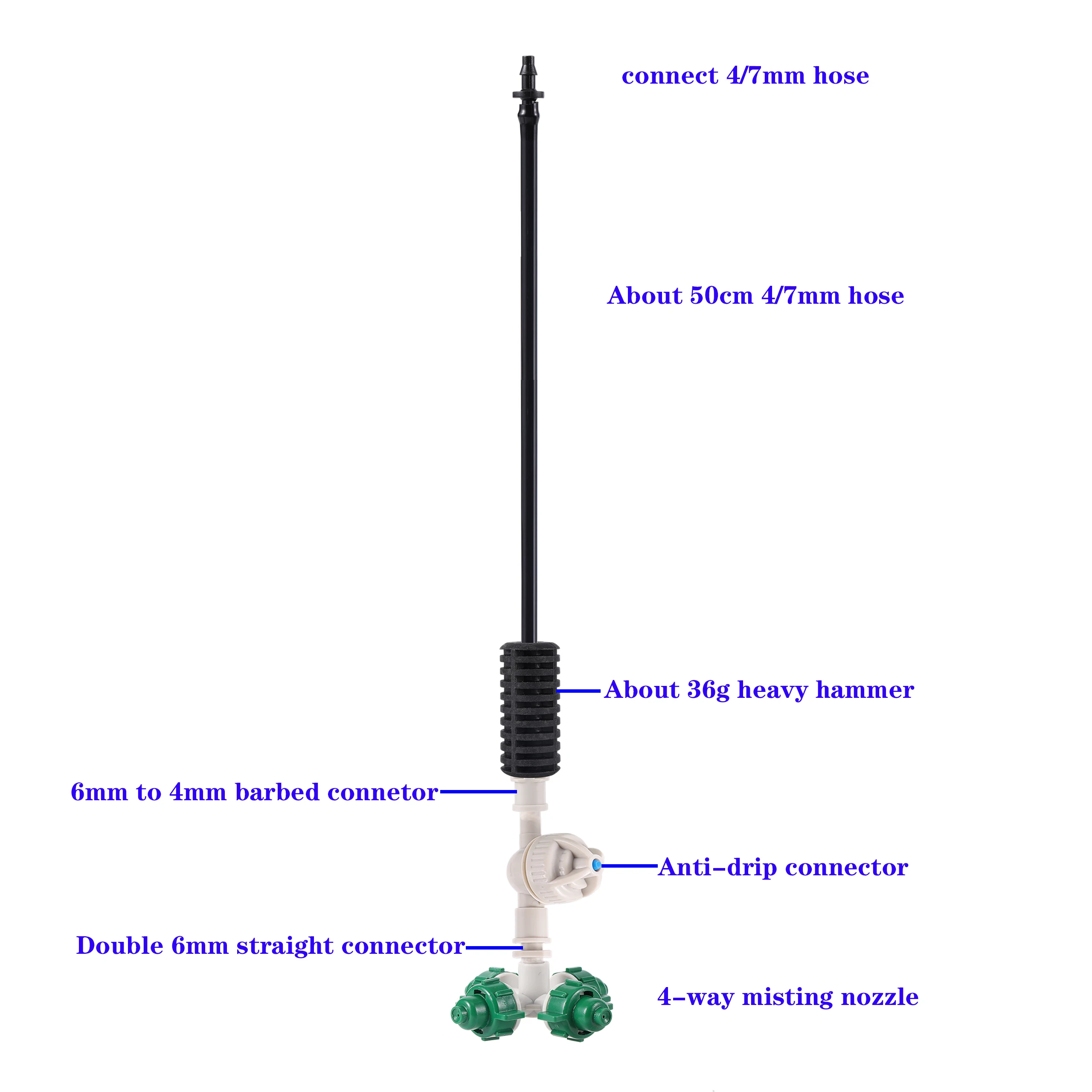 5 zestawów cieplarnianych wiszące opryskiwacz mgły zestawy mgły wody opryskiwacz z ciężki młot 4/7mm wąż dysza rozpylająca powietrze