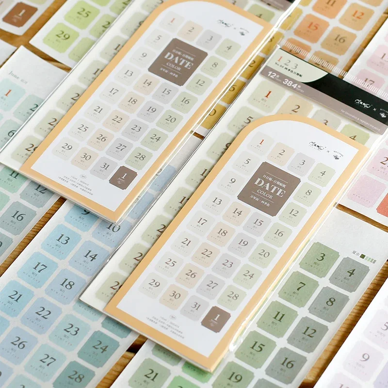 Four Seasons Color Perpetual Calendar Date Sticker Notebook Annual Day Plan Daily Jounal Notebook Stickers