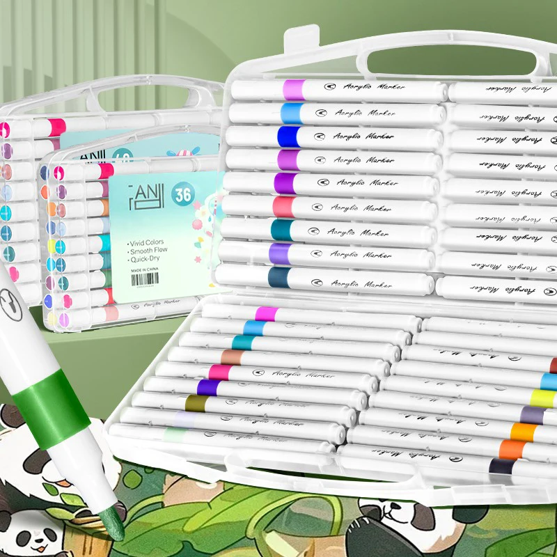

12/24/48/80 цветов, набор акриловых маркеров, мягкая головка, художественная ручка для граффити, водонепроницаемая непрозрачная канцелярская принадлежность на водной основе