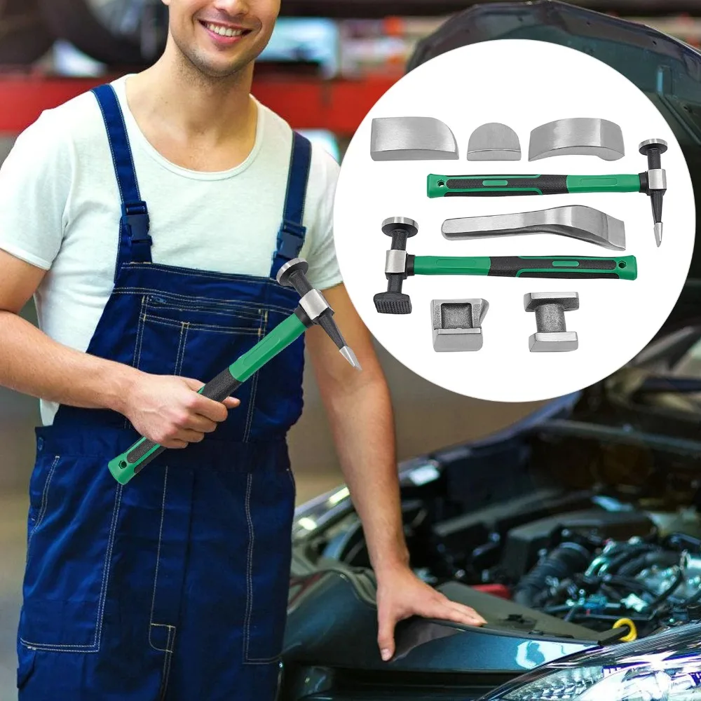 9pc Auto Body Fiberglass Repair Dent Removal Kit for Fenders Doors Panels and Boats. Dolly Set Tools for Autobody Work, Green view 6
