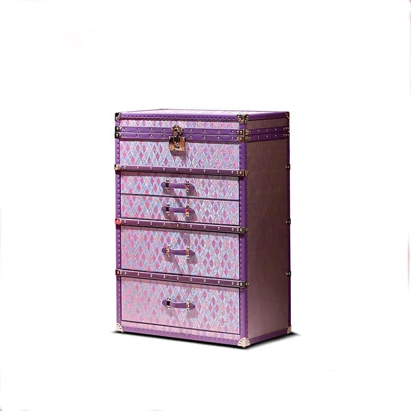 Italian light luxury sea anemone purple jewelry cabinet high sense chest hard box