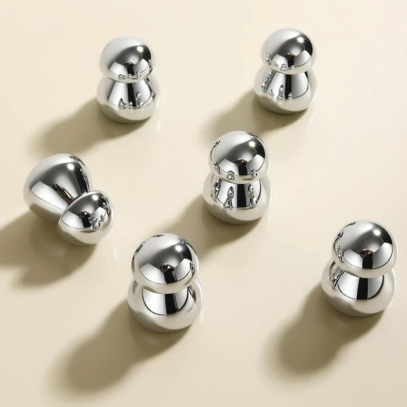 

1PC Brass Silver Mushroom Handle Wardrobe Door Shoe Cabinet Bookshelf Creative Small Mushroom Chrome Door Handle