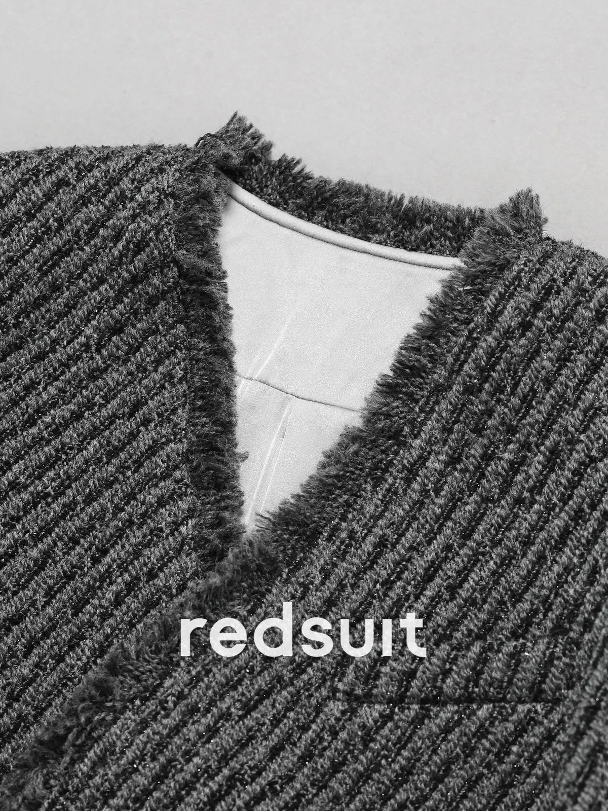 New V-neck jacket three-dimensional pocket handmade tassel coarse woolen woven top Custom size