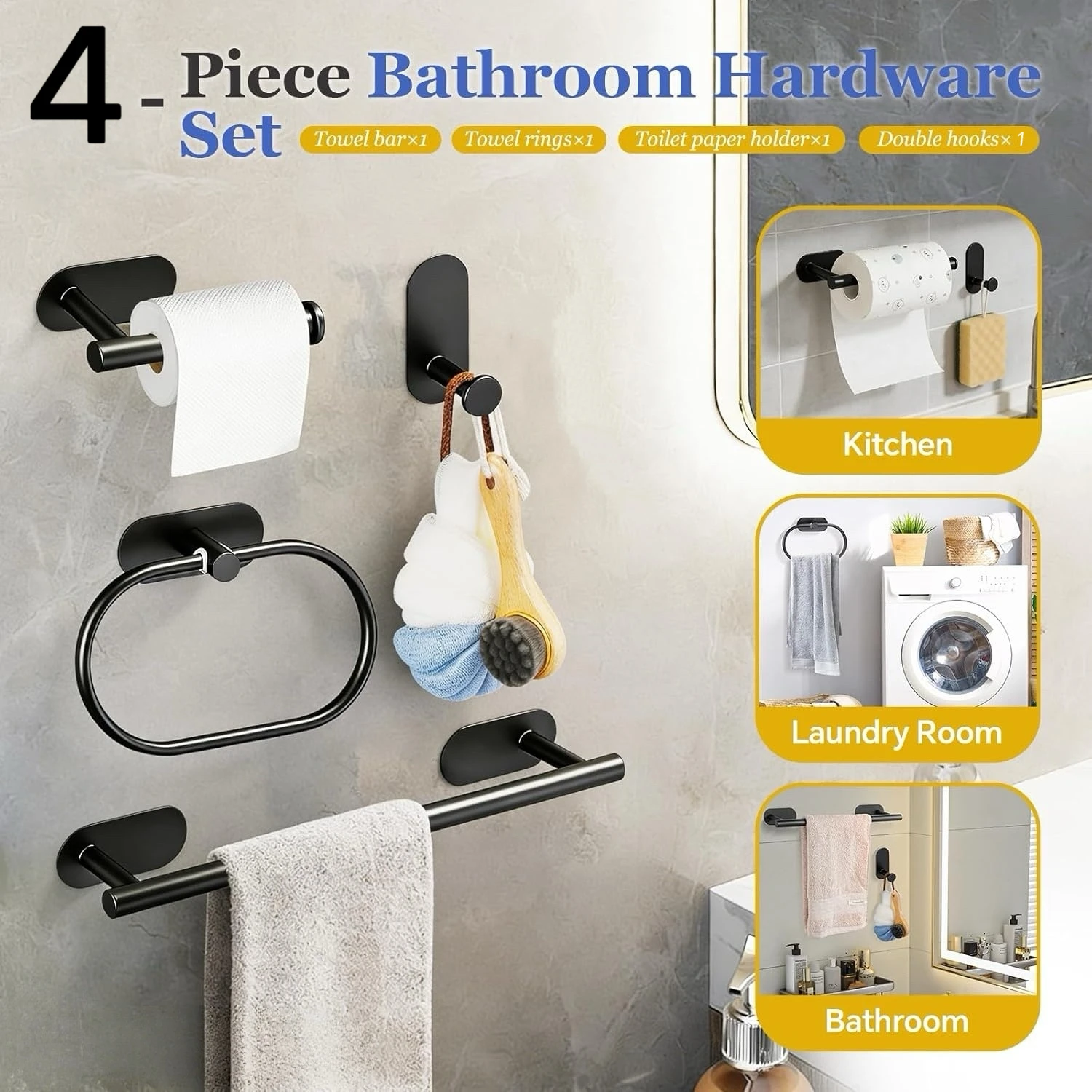 Over The Door Hooks, Towel Rack with 6 Hooks, Towel Holder for Hanging Heavy Duty, Door Rack Over Door Hanger for Bedroom Bathroom Kitchen - view 6