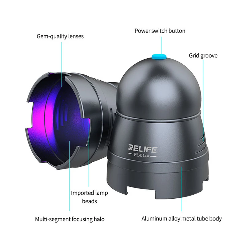 Luce di polimerizzazione ultravioletta dell'olio verde regolabile 5V della lampada di polimerizzazione della colla UV di USB di RL-014A 10W per gli strumenti della rilavorazione della scheda madre del telefono cellulare