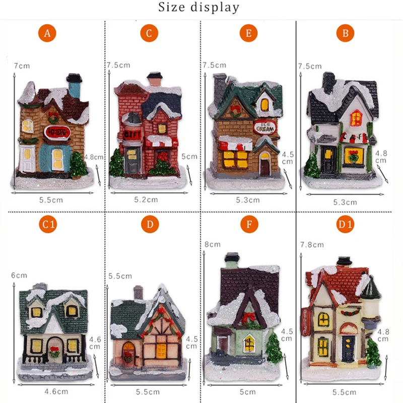 AlliLit Christmas Decoration 2026 New Year Night Light LED Snow House Sculpture Home Resin Crafts Xmas Ornaments Gift