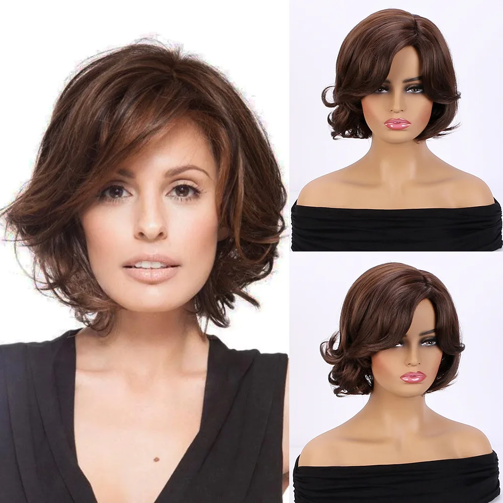 

Synthetic Wig Short Hair Women Fashion Side Bangs Wavy High Temperature Fiber Daily Party Date Celebrity Style