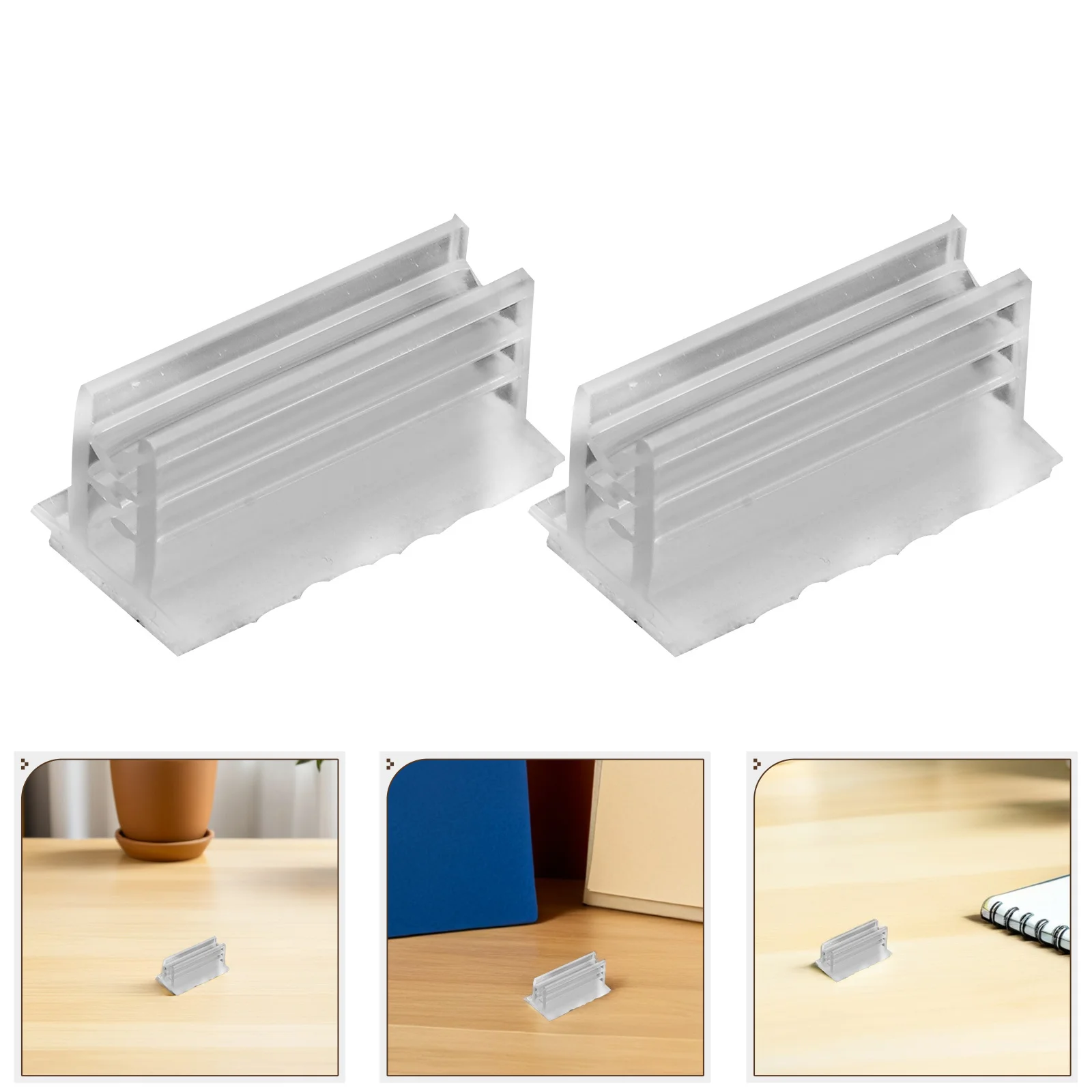 

100Pcs Desktop Business Card Holder - Clear Self Adhesive Plastic Stand for Office Desk Organizer Name Cards Display Efficiently