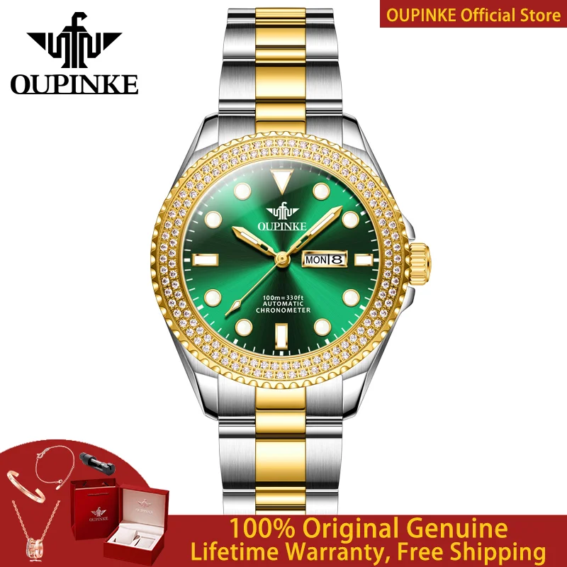 OUPINKE 3205 Luxury All Automatic Mechanical Watch Women's Dress Brand Waterproof HD Calendar Original Watch Elegant Gift Reloj