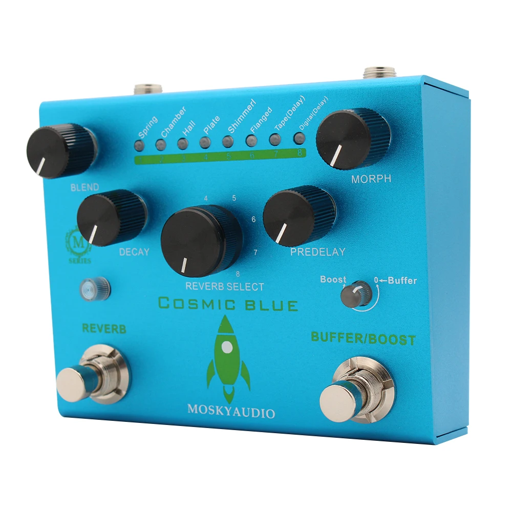 MOSKYAUDIO COSMIC BLUE Guitar Effects Pedal Reverb With Buffer Booster 8 Models Guitar Processor Accessories