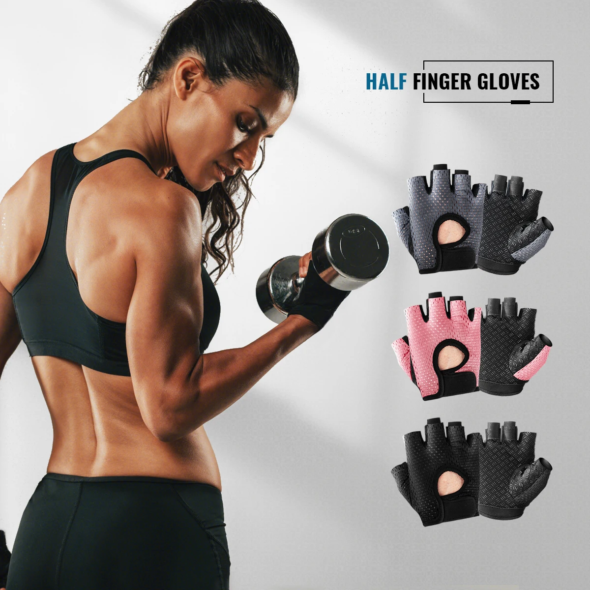 

WRELS Gym Fitness Gloves For Women, Breathable Half Finger Anti-Slip Gloves For Bicycle Cycling Weight Lifting Yoga