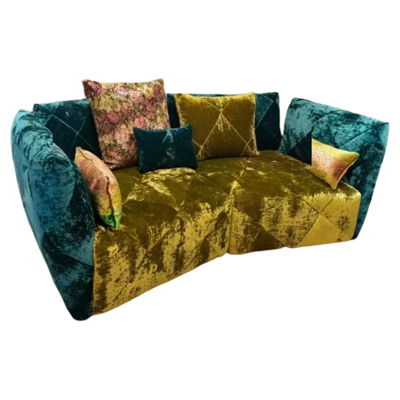 Italian light luxury retro pattern corner combination fabric sofa high-end villa hotel designer