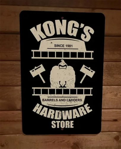 Kongs Hardware Store Barrels and Ladders  Metal Wall Sign Donkey Video Game