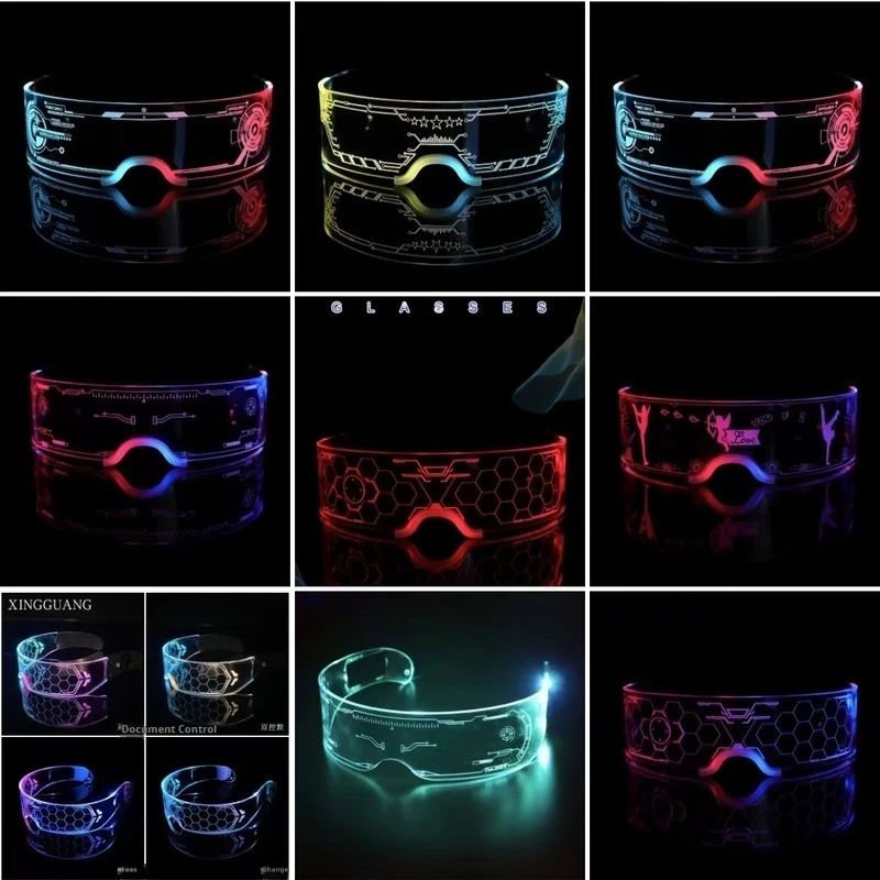 Science Technology Glasses Party Bar Music Festival Led Luminescence Glasses Cyberpunk Happy Planet Super Cool Glasses Toys Gift