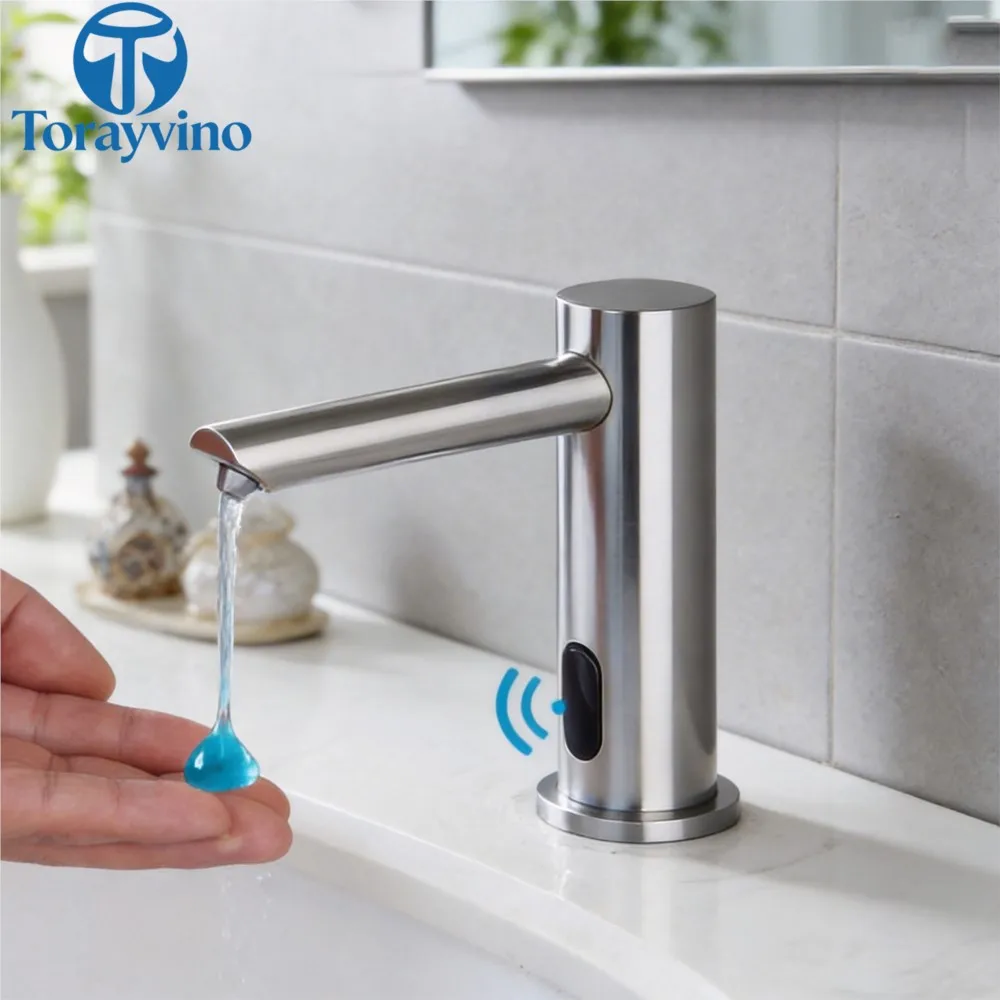 

Автоматический бесконтактный дозатор для мыла и дезинфицирующего средства Torayvino, 500 мл, черный, для ванной и кухни, большой дозатор для шампуня и моющих средств