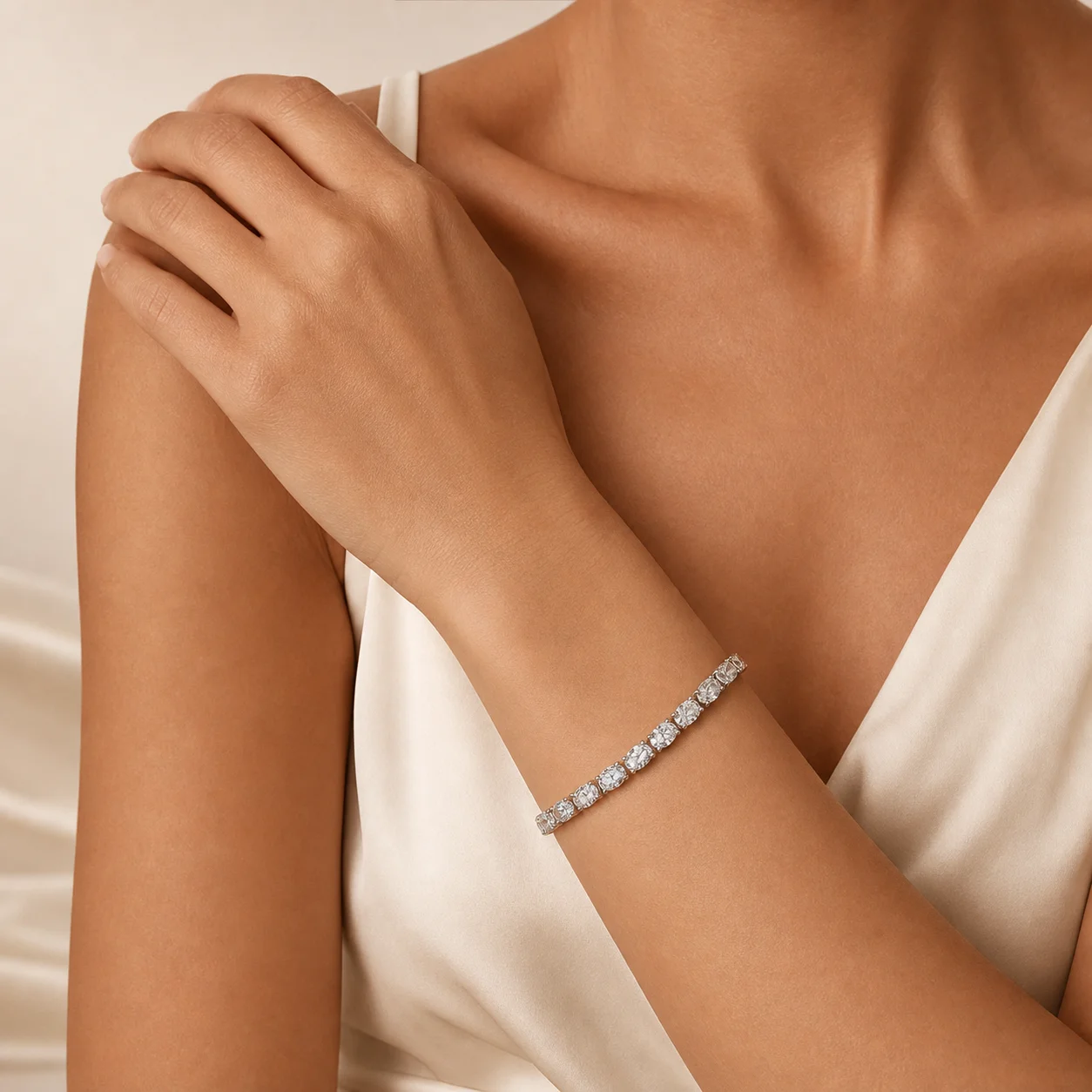 Oval Cut Moissanite Tennis Bracelet 925 Sterling Silver 14K Gold Plated Women Fine Jewelry GRA Cert