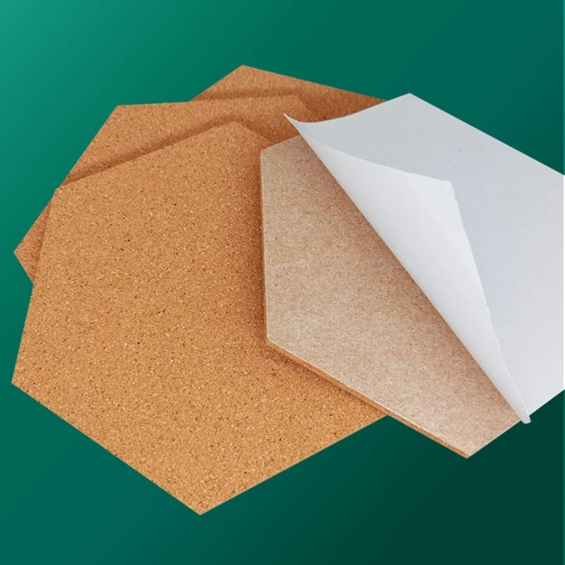 5PCS Hexagon Cork Notice Board Self Adhesive Cork Board for Photo Wall Home Decor Memo Board Office Bulletin Boards