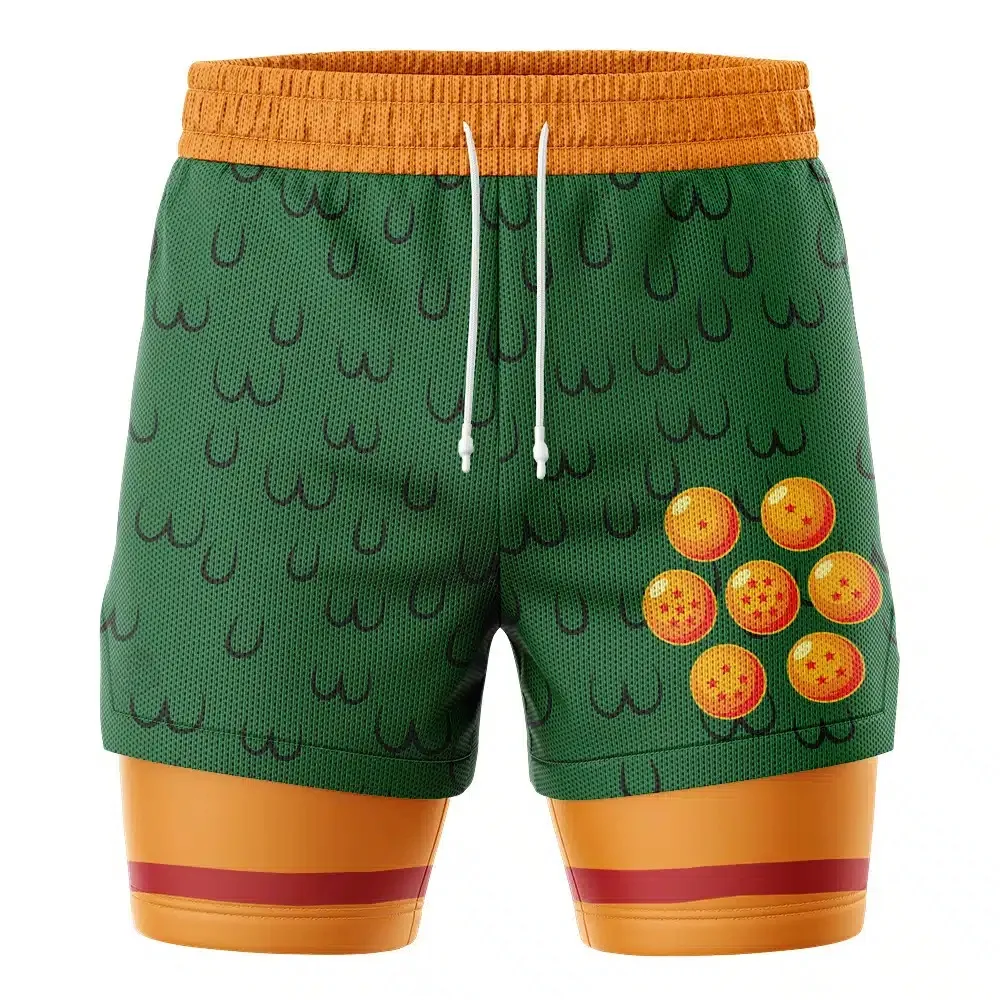 2026 Sommer Dragon Ball Z Shenron & Dragon Balls 2-in-1 Doppellagige Gym-Shorts, Übergroße Unisex Fitness-Sportshorts für Herren