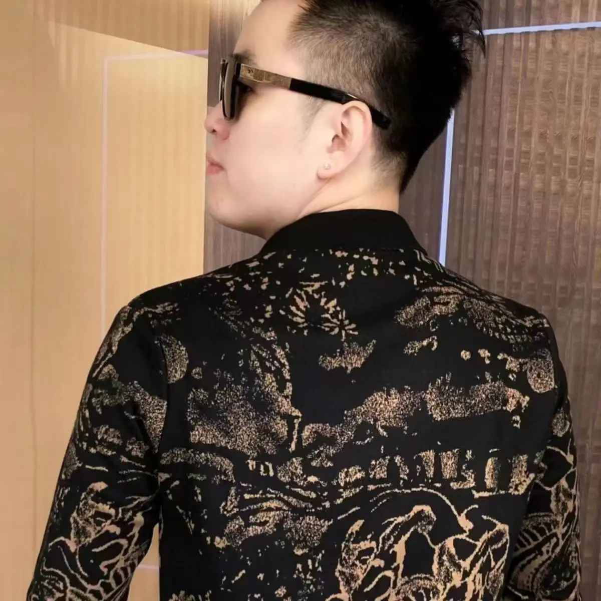 Men's Autumn/Winter Printed Jacket Men's Fashion New Style Personalized Handsome Collar Trendy Casual Versatile Coat