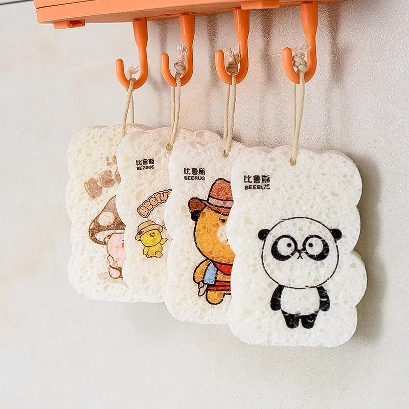 Compressed Wood Pulp Cotton Dishwashing Sponge Wipe Kitchen Household Cleaning Cloth Dishwashing Cloth Cartoon