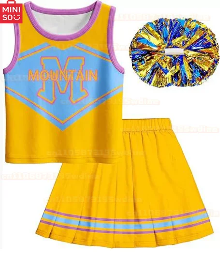 Miniso meninas zombies4 trajes de halloween meninas cosplay traje bonito estilo dos desenhos animados meninas cheerleading saia conjunto cosplay