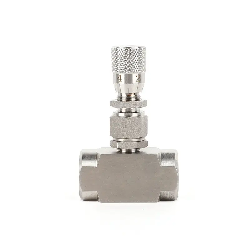 

304 stainless steel through trimming valve ferrule, needle valve right angle vacuum metering valve